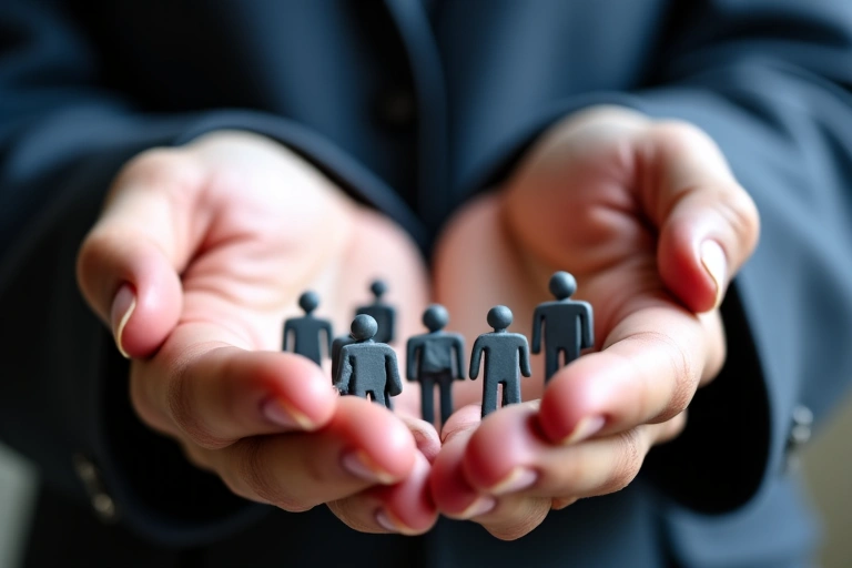 Osoba trzymająca w dłoniach małe ikony reprezentujące dane, symbolizujące kontrolę użytkownika nad swoimi informacjami.