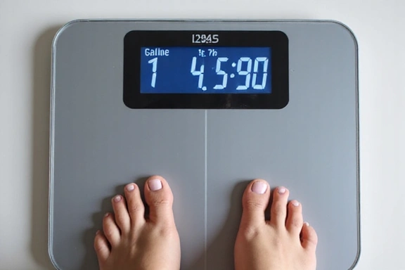 Waga analityczna do pomiaru składu ciała, z wyświetlanymi wynikami